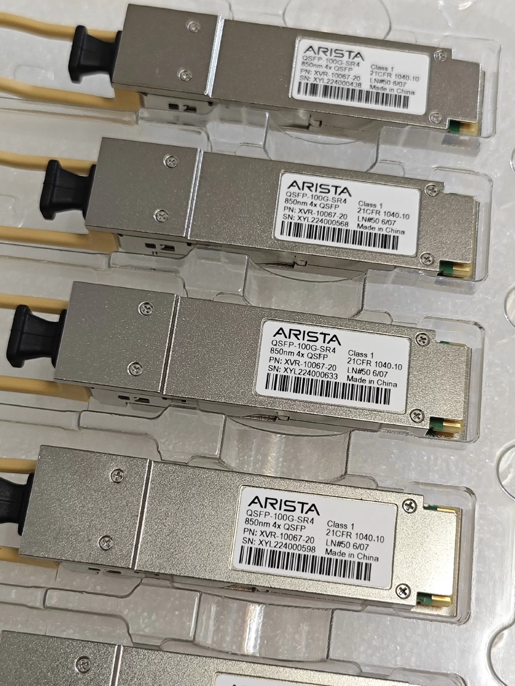 Arista QSFP-100G-SR4 850nm 4x 100G Transceiver Module P/N XVR-10067-20 1PCS