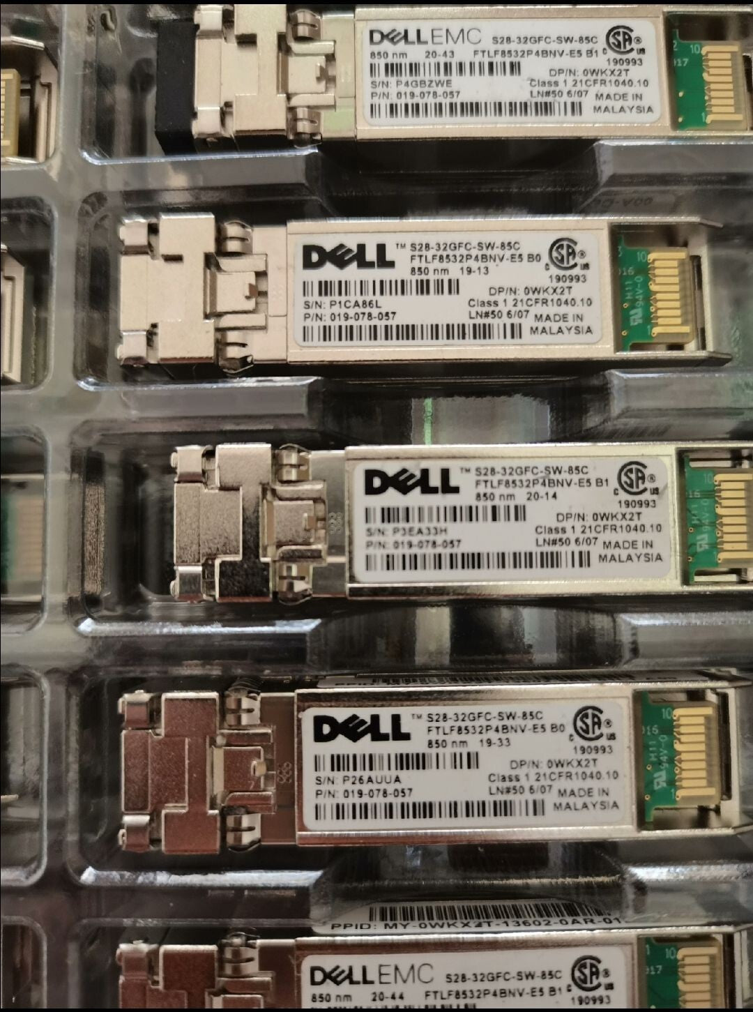 2pcs Dell EMC S28-32GFC-SW-85C 850nm 100m 32G FC SFP+ Optical Transceiver WKX2T