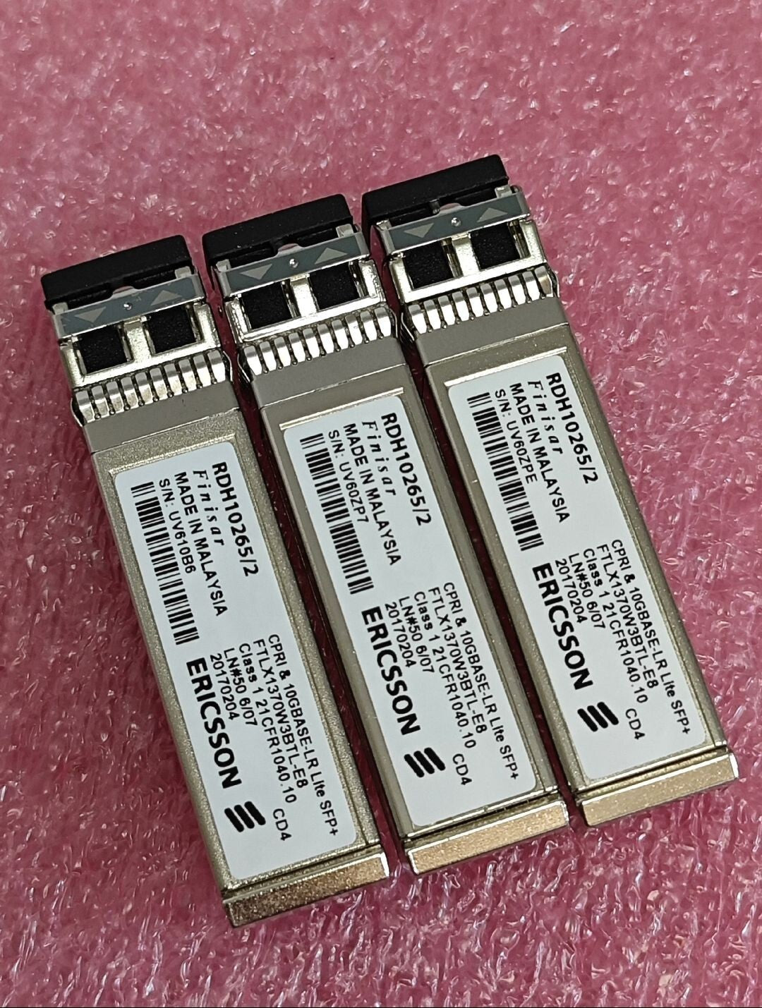 Lot of 4 Ericsson RDH10265/2 FTLX1370W3BTL-E8 10GBase-LR Lite SFP+ Transceiver