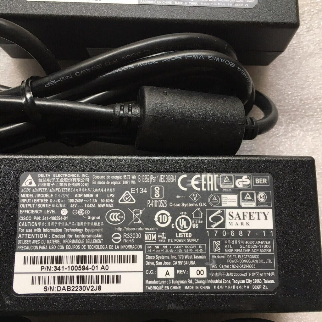 2 ADAPTADORES DE CA ORIGINALES Cisco ADP-50GR B 341-100594-01 CP-PWR-CUBE-4 TELÉFONO 48 V