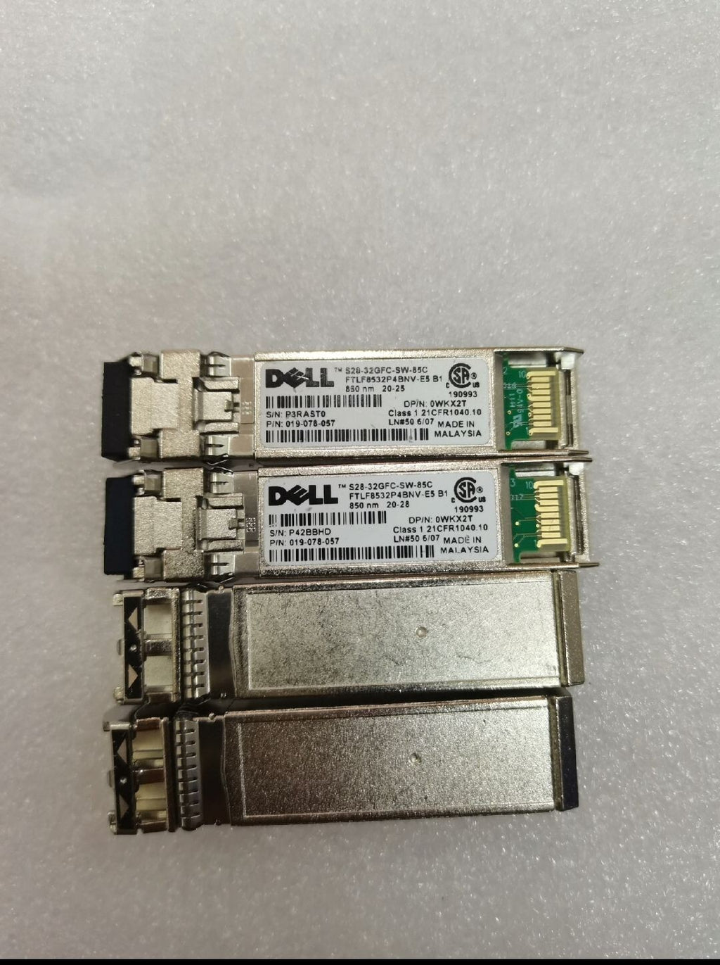 2 unidades Dell EMC S28-32GFC-SW-85C 850nm 100m 32G FC SFP+ Transceptor Óptico WKX2T