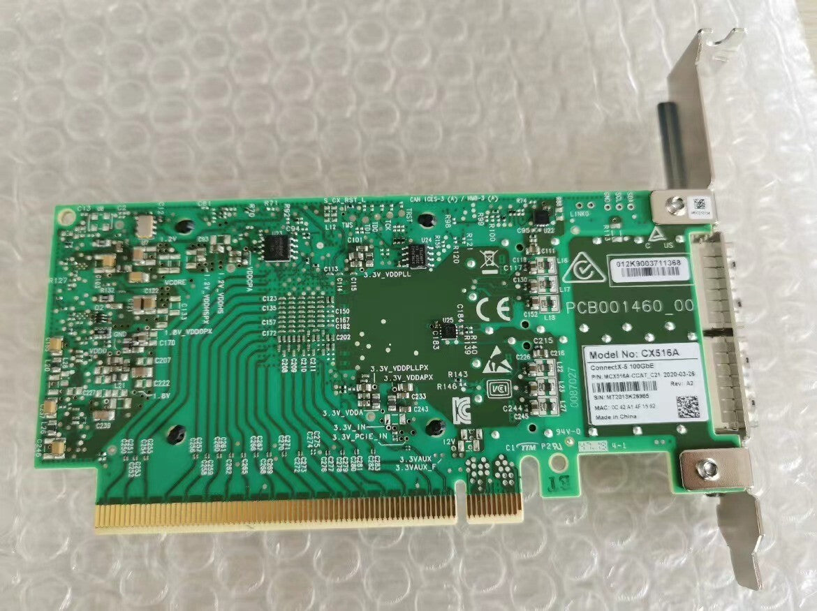 1x Used Mellanox MCX516A-CCAT ConnectX-5 2x100GbE QSFP28 Network Card VIA Fdx P1
