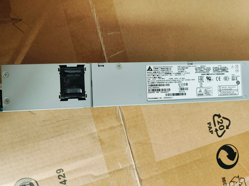 JUNIPER JPSU-400W-AC SRX1500 MÓDULO DE FUENTE DE ALIMENTACIÓN DE CA DE 400W - Probado y en buen estado