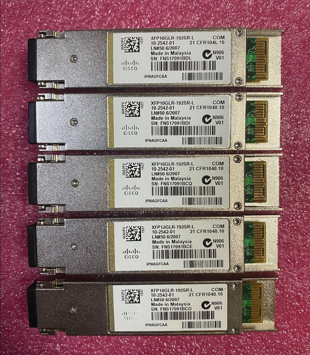 Lot of 2 Cisco XFP10GLR-192SR-L 10-2542-01 | 10GBaseLR/LW Transceiver Module