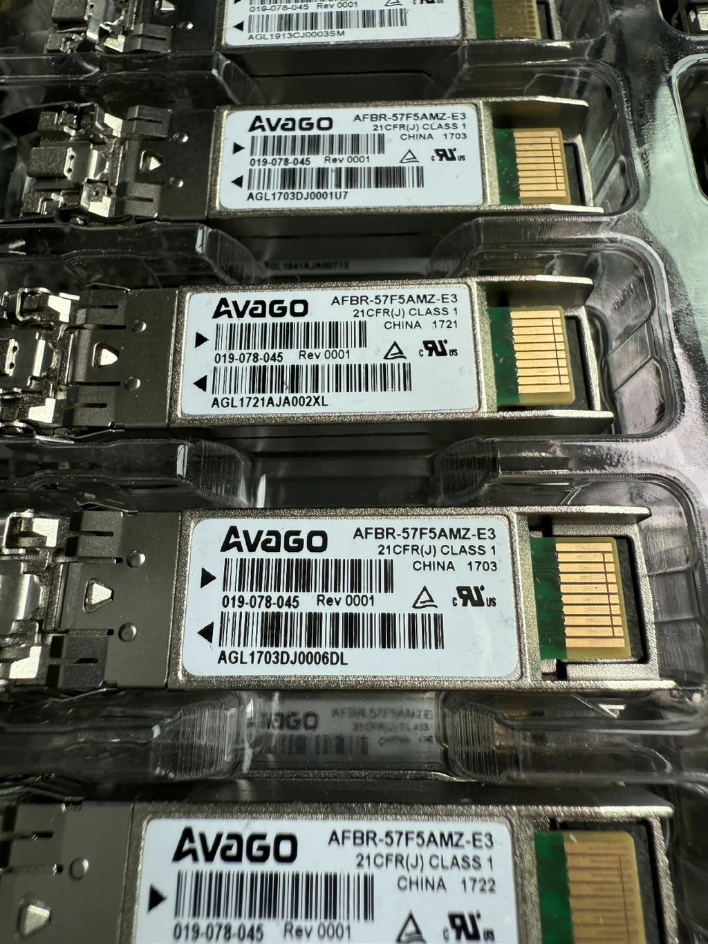 LOT OF 20 Avago AFBR-57F5AMZ-E3 16 Gbps Fibre Channel SFP PN: 019-078-045