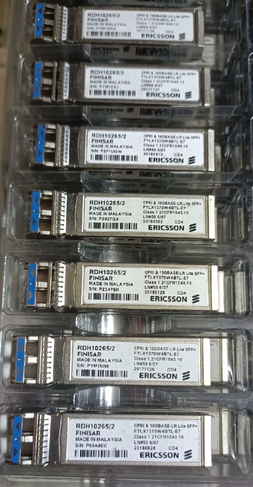 4 Stk. Ericsson/Finisar RDH10265/2 FTLX1370W4BTL-E7 10G Lite SFP+ Transceiver