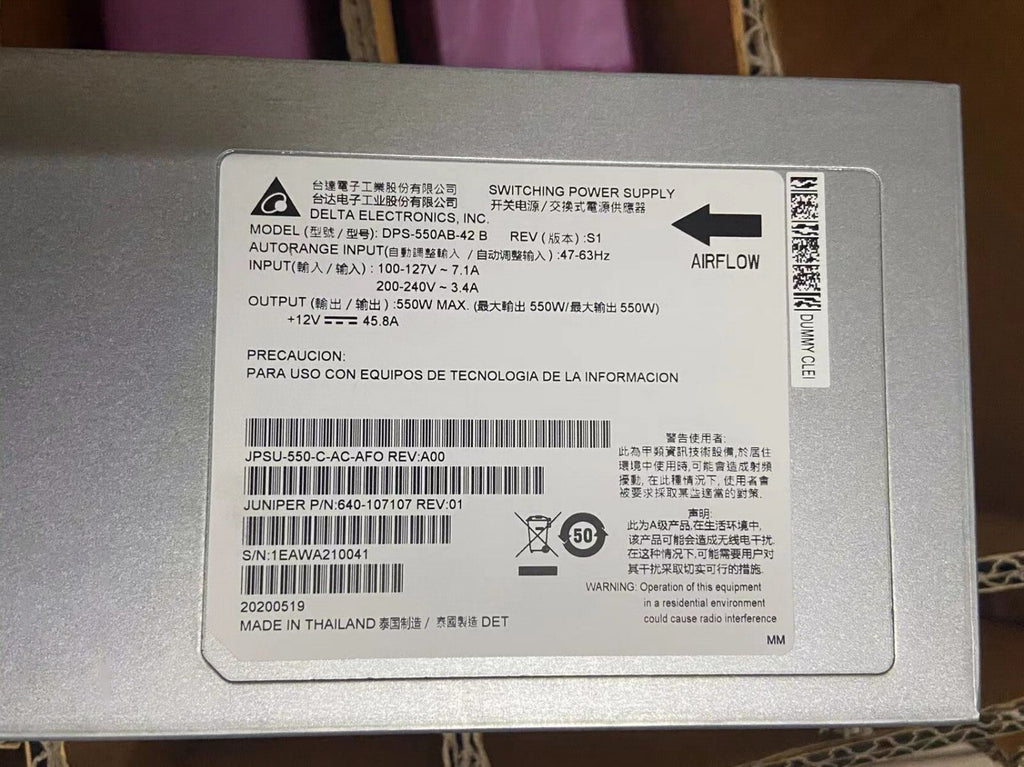Juniper JPSU-550-C-AC-AFO 640-107107 PSU para fuente de alimentación de CA de 550W para EX4400