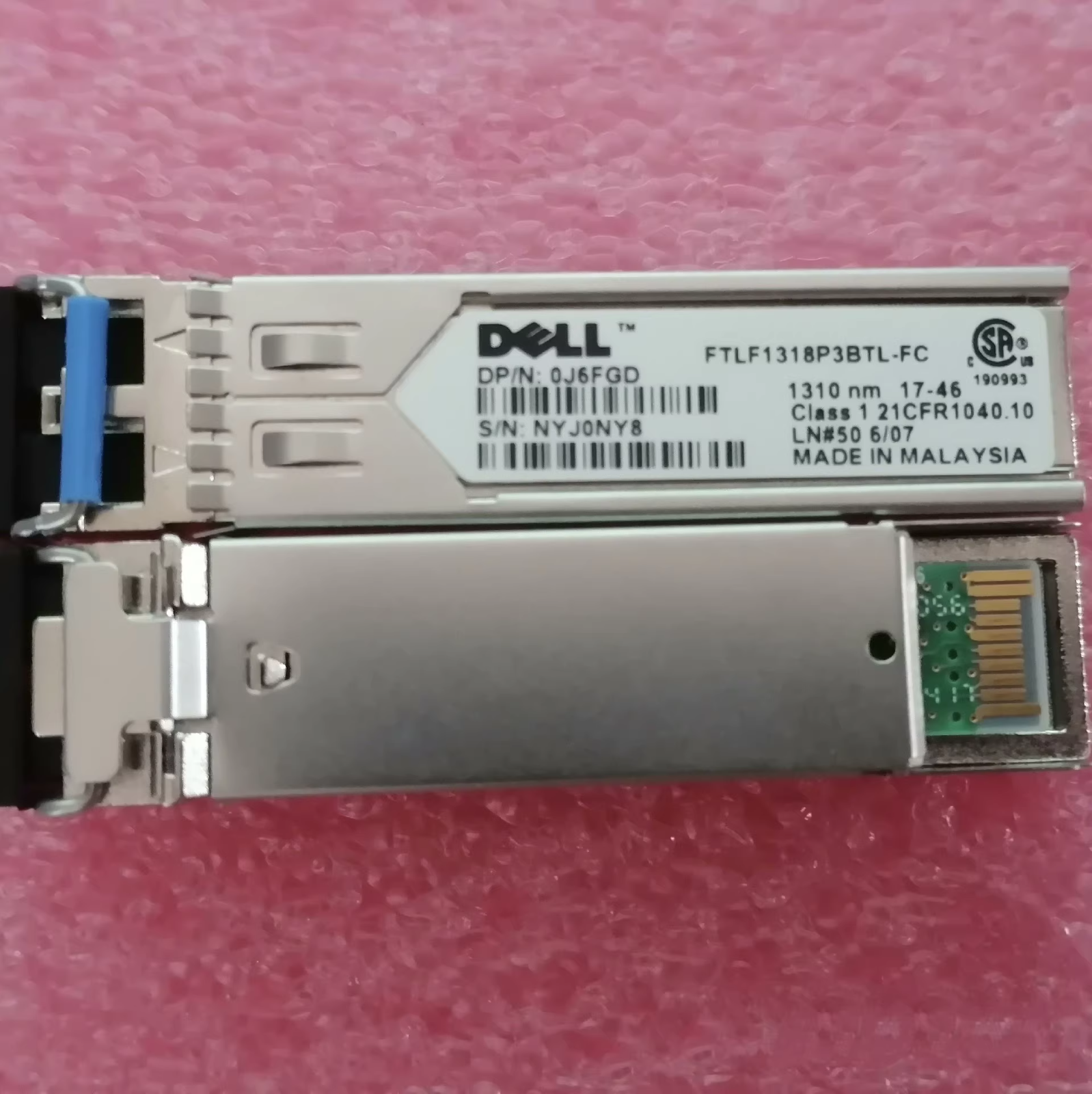 2PCS Dell EMC J6FGD FTLF1318P3BTL-FC 1.25 Gb/s SFP-LX 1310nm LC 10km Transceiver