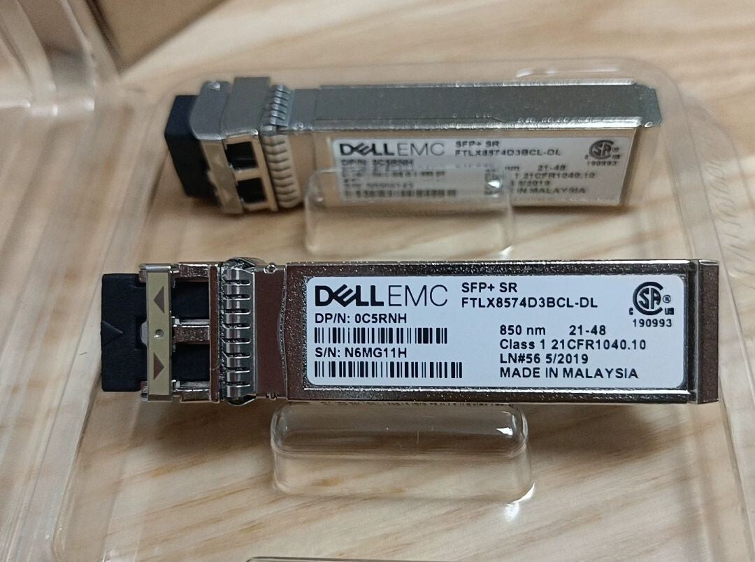 2pcs Dell EMC FTLX8574D3BCL-DL 10GBASE-SR 850nm SFP+ Dell P/N 0C5RNH Transceiver