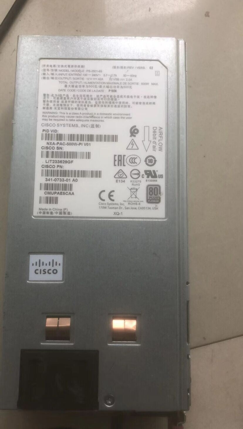 1PCS Cisco NXA-PAC-500W-PI 341-0733 Fuente de alimentación de CA de 500W para Nexus 9300-EX Probado