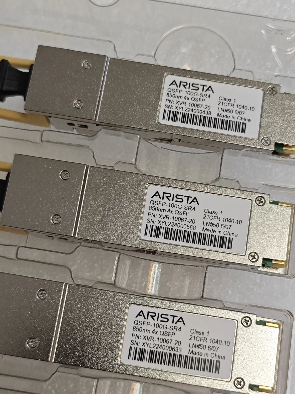 Arista QSFP-100G-SR4 850nm 4x 100G Transceiver Module P/N XVR-10067-20 1PCS