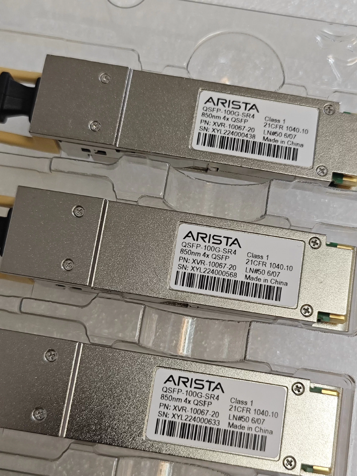 Arista QSFP-100G-SR4 850nm 4x 100G Transceiver Module P/N XVR-10067-20 1PCS