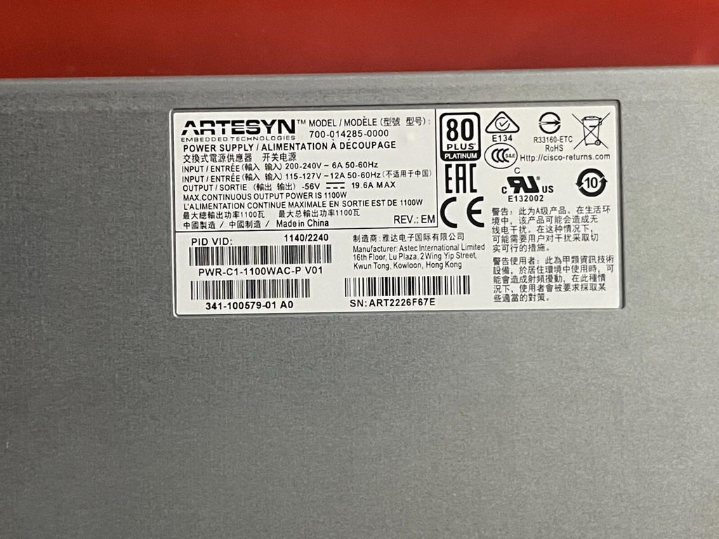 Fuente de alimentación Cisco PWR-C1-1100WAC-P para switch serie 9300 probada