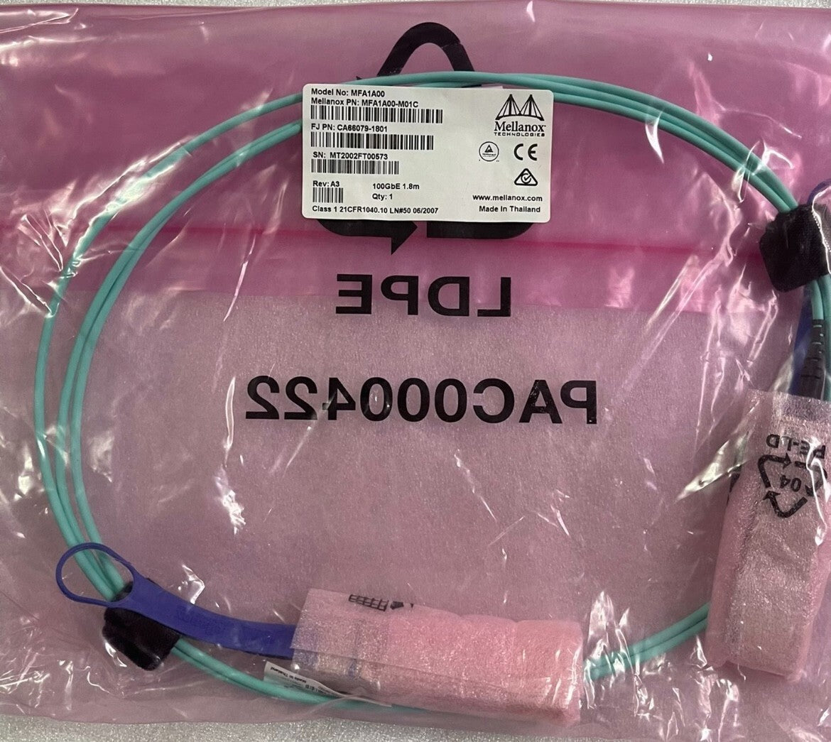 1PC New Mellanox MFA1A00-M01C 100Gbe 1.8m Active Fiber Cable VIA Fedex P1