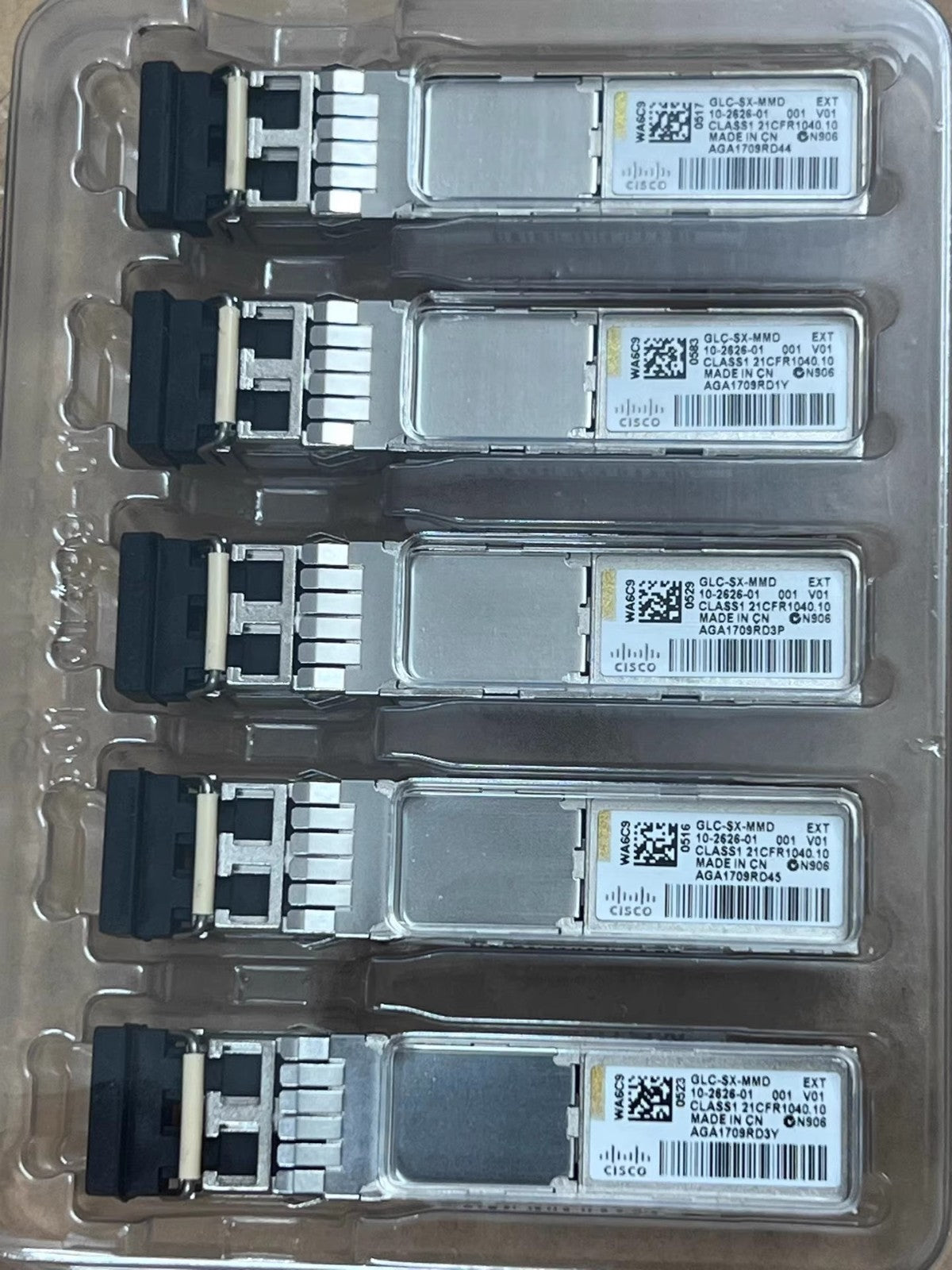 Lot of 5 Genuine CISCO GLC-SX-MMD 10-2626-01 SX MMD SFP MMF 850nm Transceiver