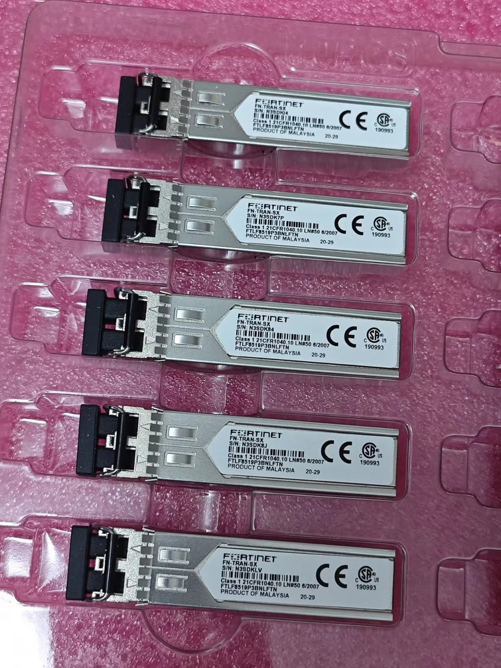 2PCS Fortinet FN-TRAN-SX | FTLF8519P3BNLFTN | 1000Base-SX SFP Transceivers