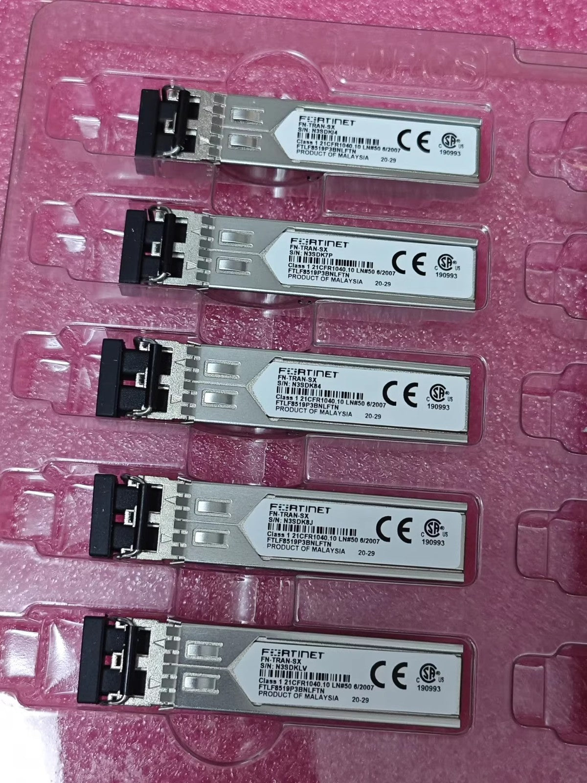 2PCS Fortinet FN-TRAN-SX | FTLF8519P3BNLFTN | 1000Base-SX SFP Transceivers