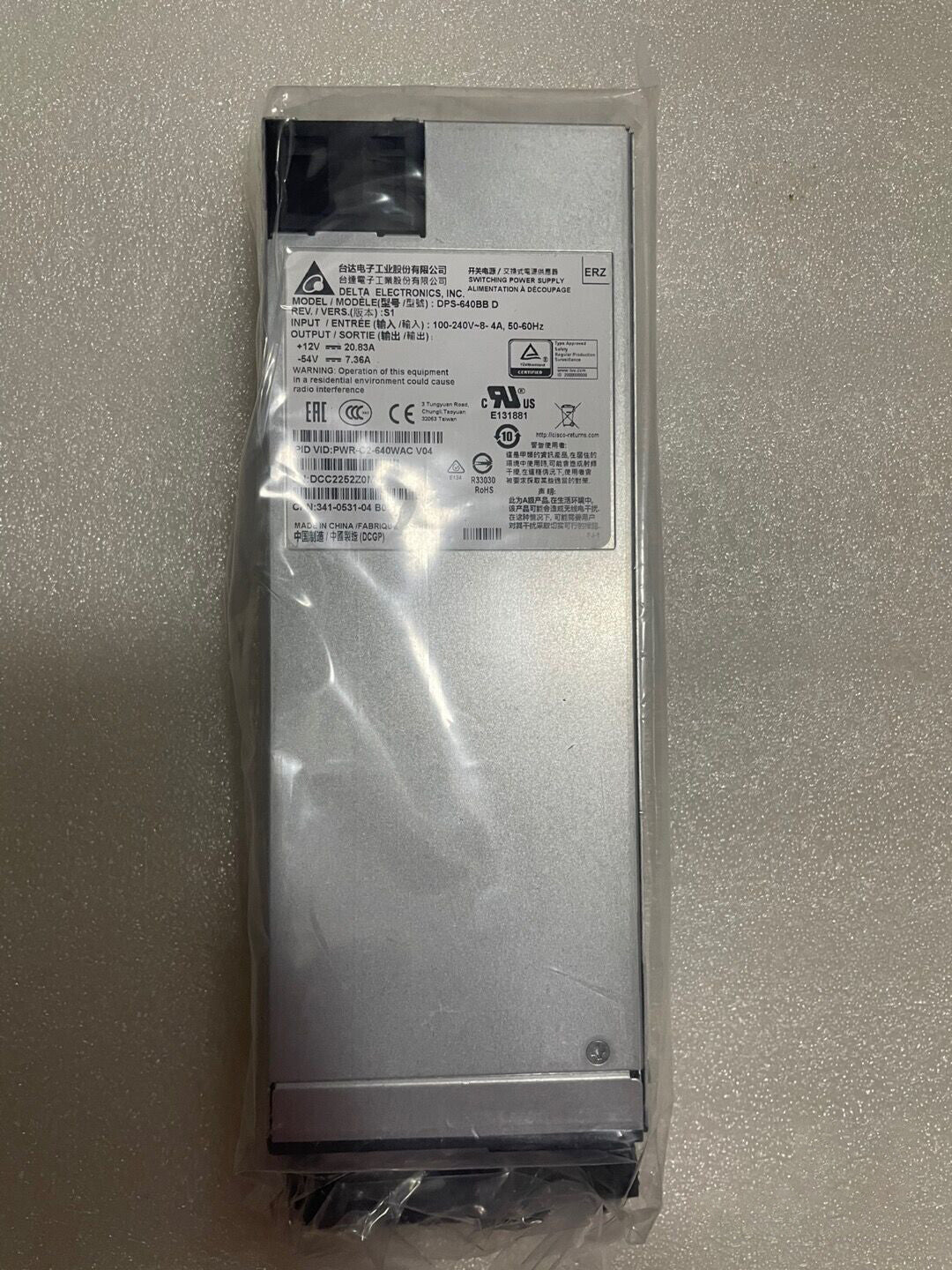 Cisco PWR-C2-640WAC 640W Fuente de alimentación DPS-640BB para 2960-XR Nueva sin caja