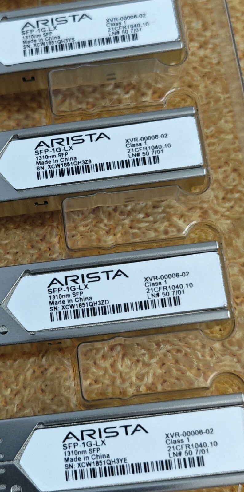 5pcs Arista SFP-1G-LX XVR-00006-02 1000BASE-LX LC 10km over SMF Transceiver