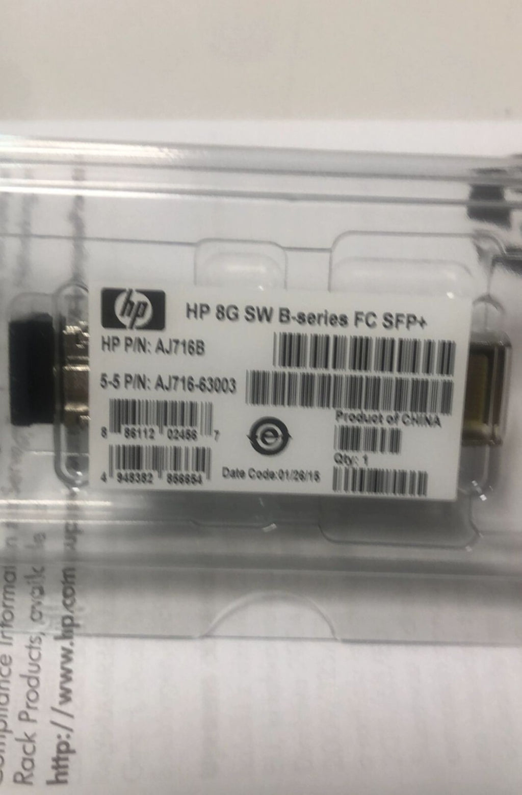 Lot of 4 Genuine HP AJ716B AJ716B-63001 8Gb SW FC SFP+ | AJ716A   Transceiver