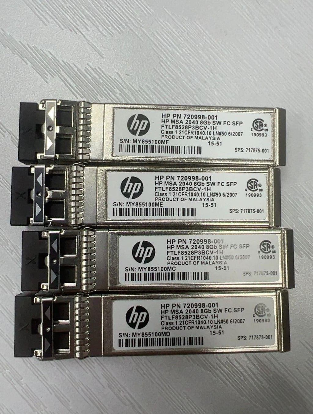 2pcs HP 720998-001 FTLF8528P3BCV-1H MSA 8GB SW FC SFP OPTICAL TRANSCEIVER C8R23A