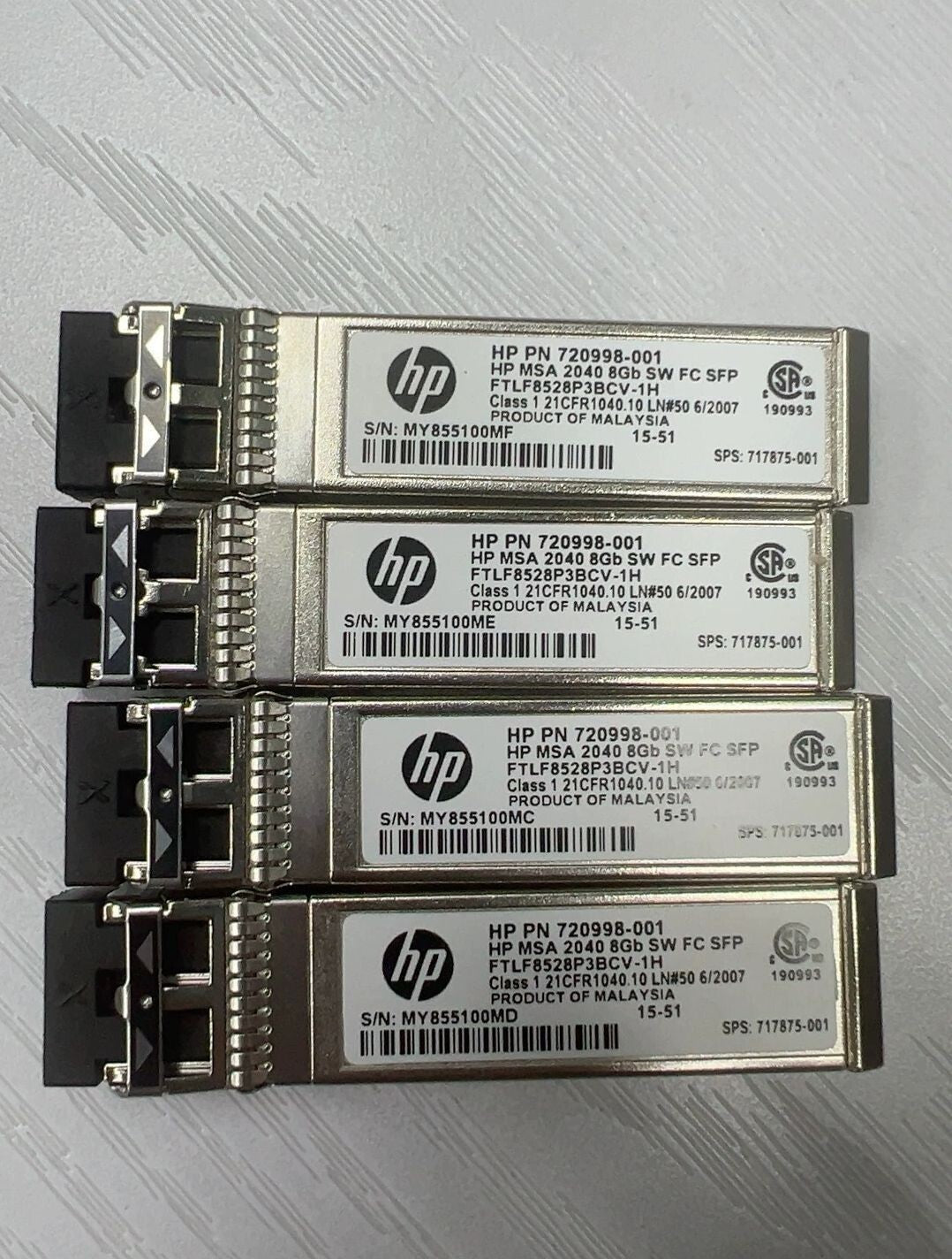 2pcs HP 720998-001 FTLF8528P3BCV-1H MSA 8GB SW FC SFP OPTICAL TRANSCEIVER C8R23A