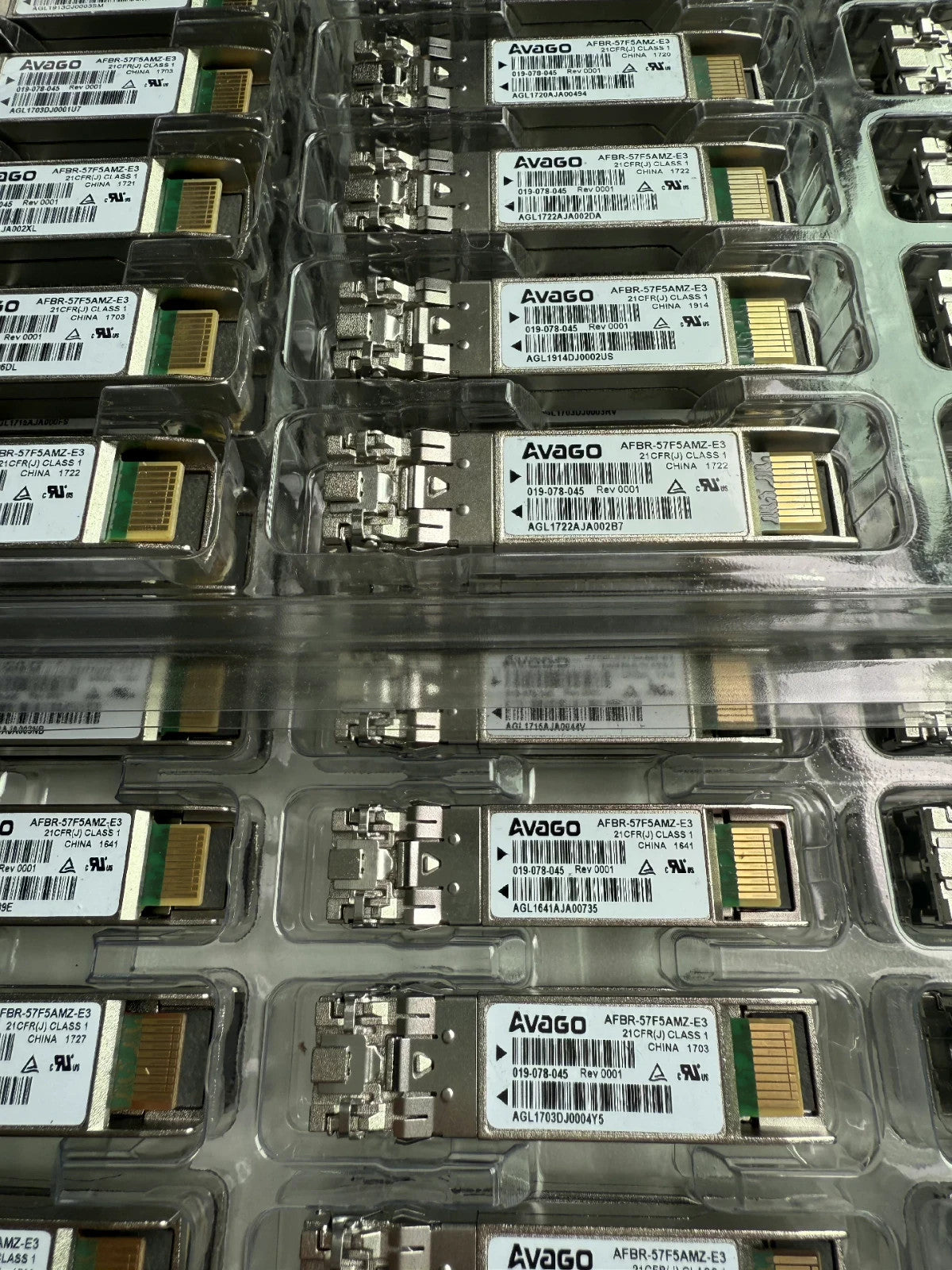 LOT OF 20 Avago AFBR-57F5AMZ-E3 16 Gbps Fibre Channel SFP PN: 019-078-045
