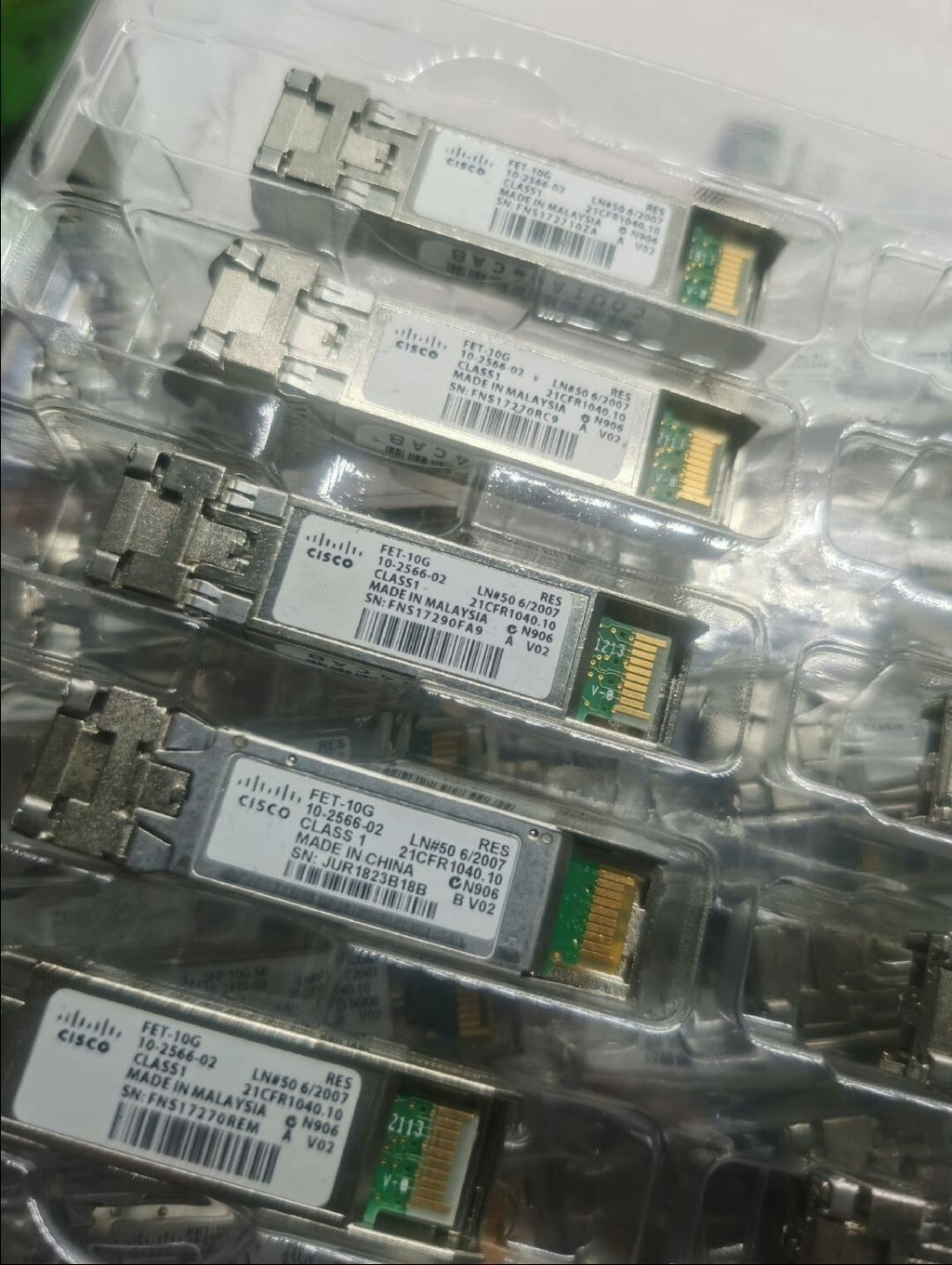 Lot of 10 Cisco FET-10G 10-2566-02 10GB Fabric Extender SFP+ Transceiver Module