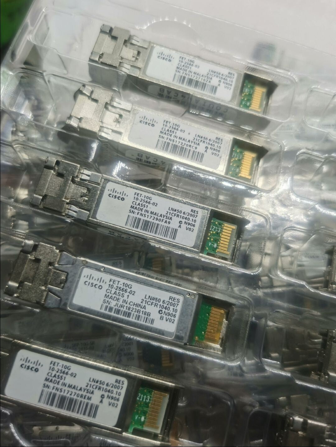 Lot of 10 Cisco FET-10G 10-2566-02 10GB Fabric Extender SFP+ Transceiver Module