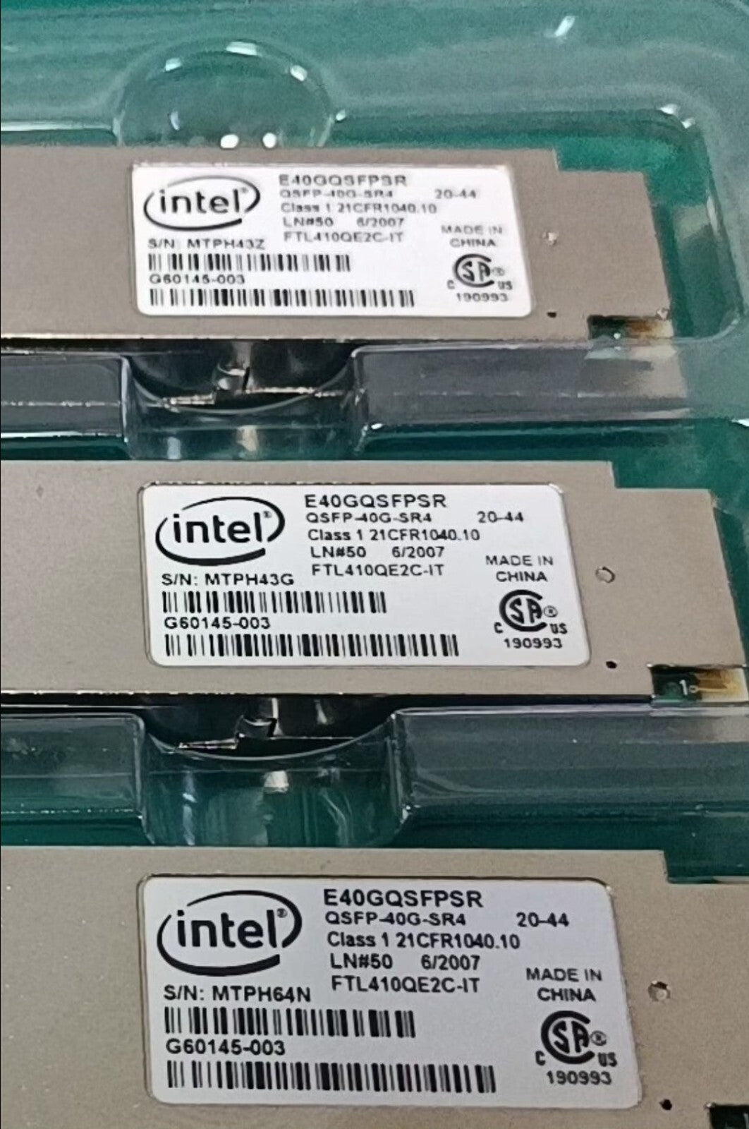 2 St. INTEL E40GQSFPSR FTL410QE2C-IT G60145-003 QSFP-40G-SR4 Transceiver