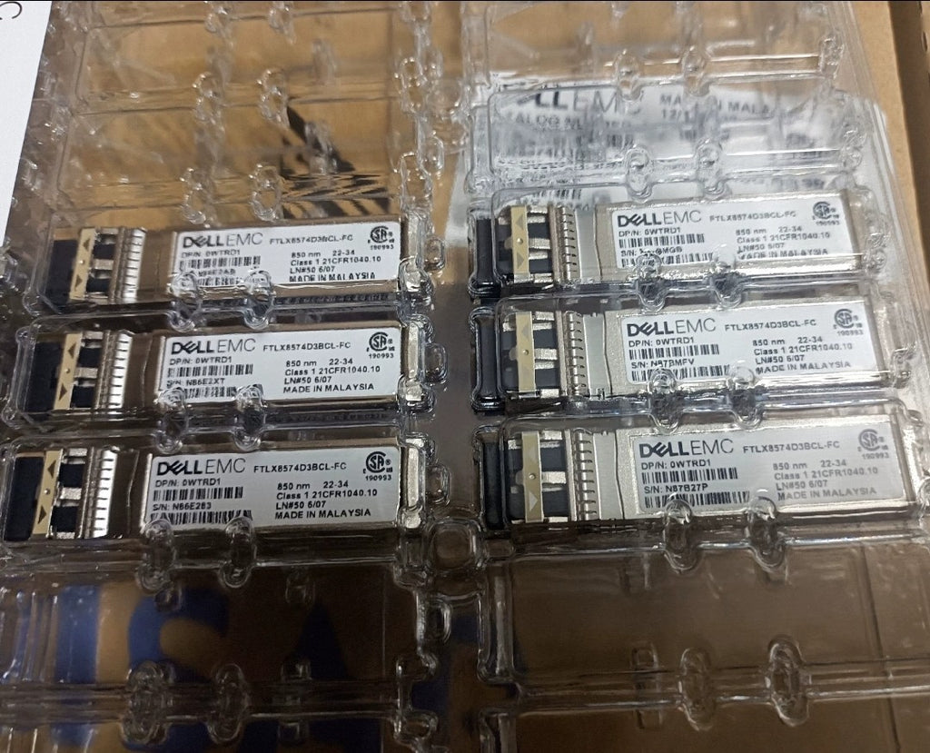 10PCS DELL 0WTRD1 SFP-10G-SR FTLX8574D3BCL-FC 10Gb/s 850nm MM SFP+ Transceiver