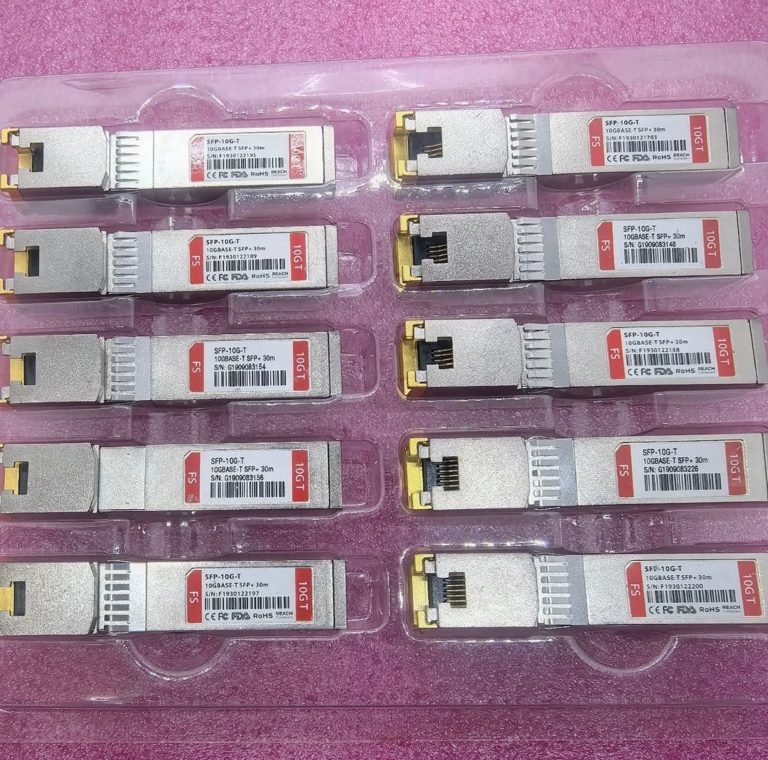 2pcs Fiberstore SFP-10G-T 30m 10GBASE-T SFP+ RJ45 Transceiver Good work