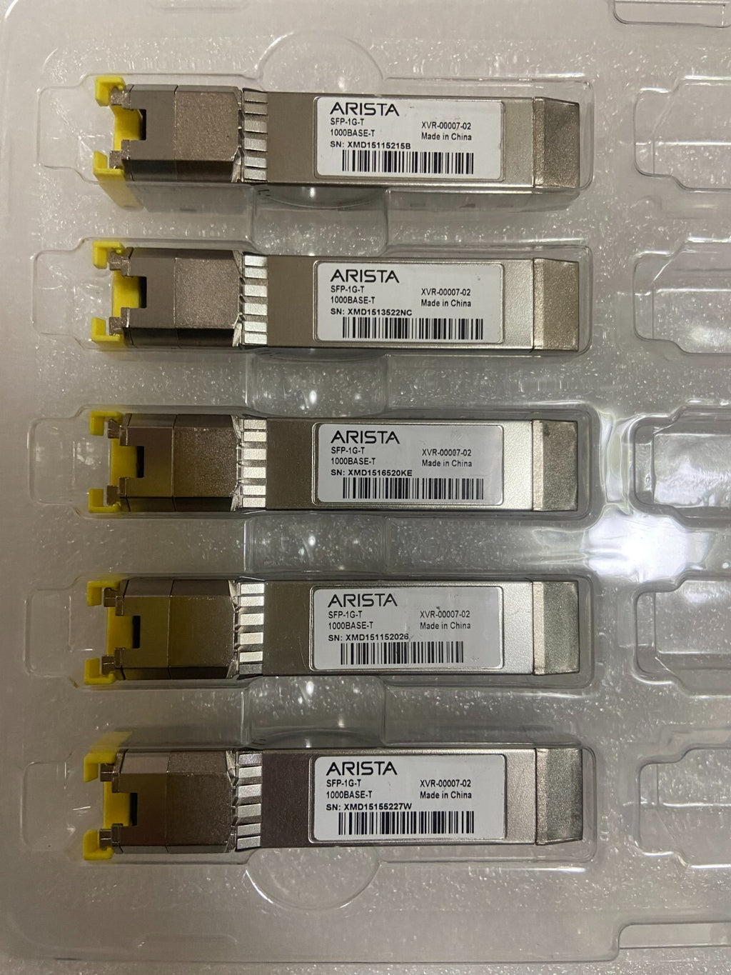 Lot of 5 Arista 1000BASE-T RJ45 SFP XVR-00007-02 for Dell Arista 08T47V SFP-1G-T