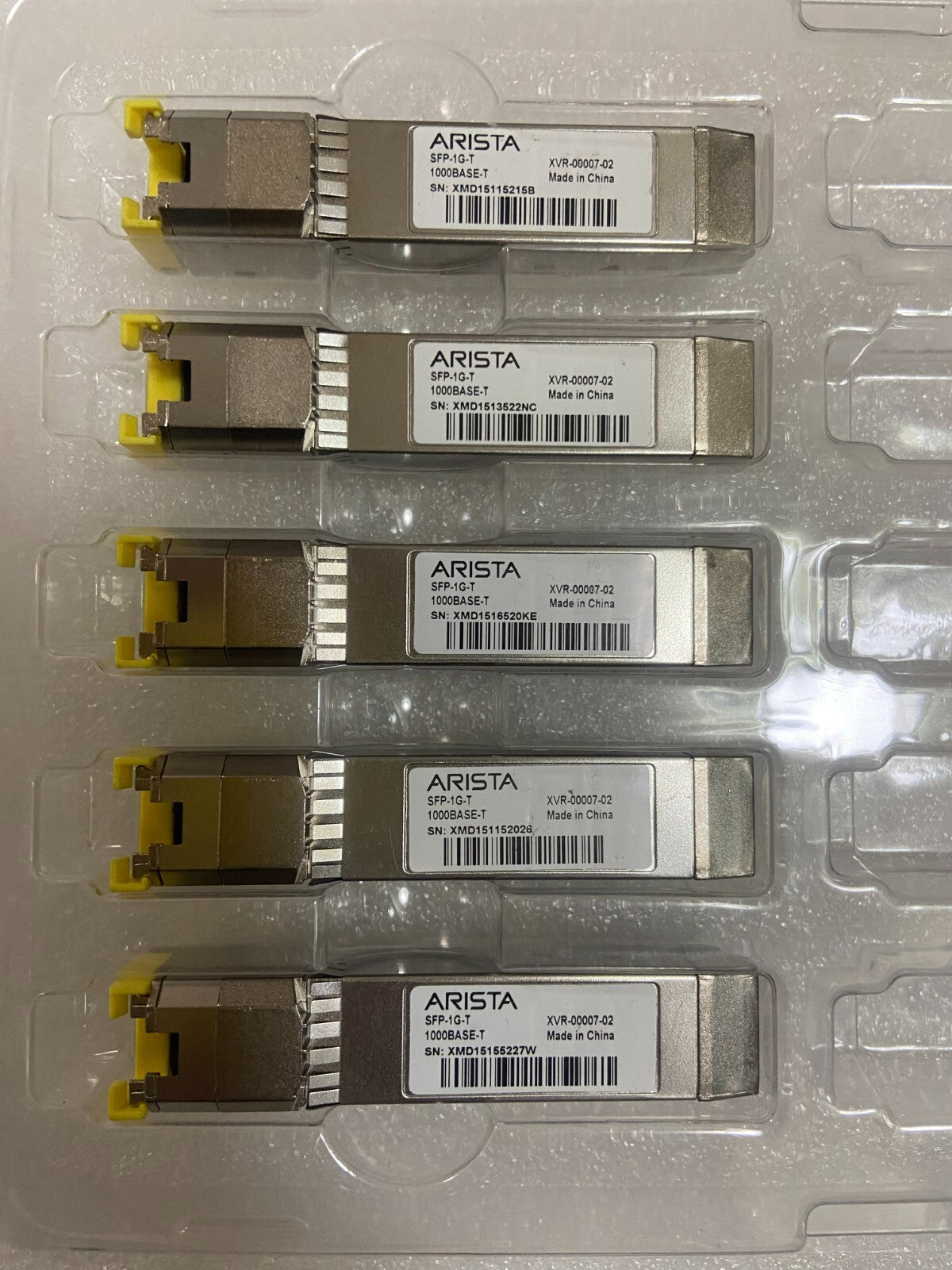 Lot von 5 Arista 1000BASE-T RJ45 SFP XVR-00007-02 für Dell Arista 08T47V SFP-1G-T
