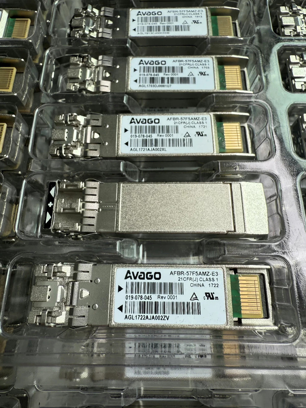 LOT OF 20 Avago AFBR-57F5AMZ-E3 16 Gbps Fibre Channel SFP PN: 019-078-045