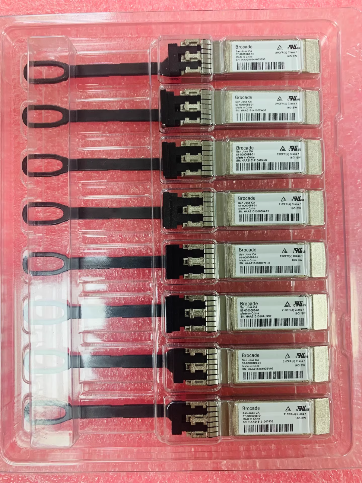 8-Pack Brocade 16Gbps 57-0000088-01 Fibre Channel SFP+SW Transceiver Module