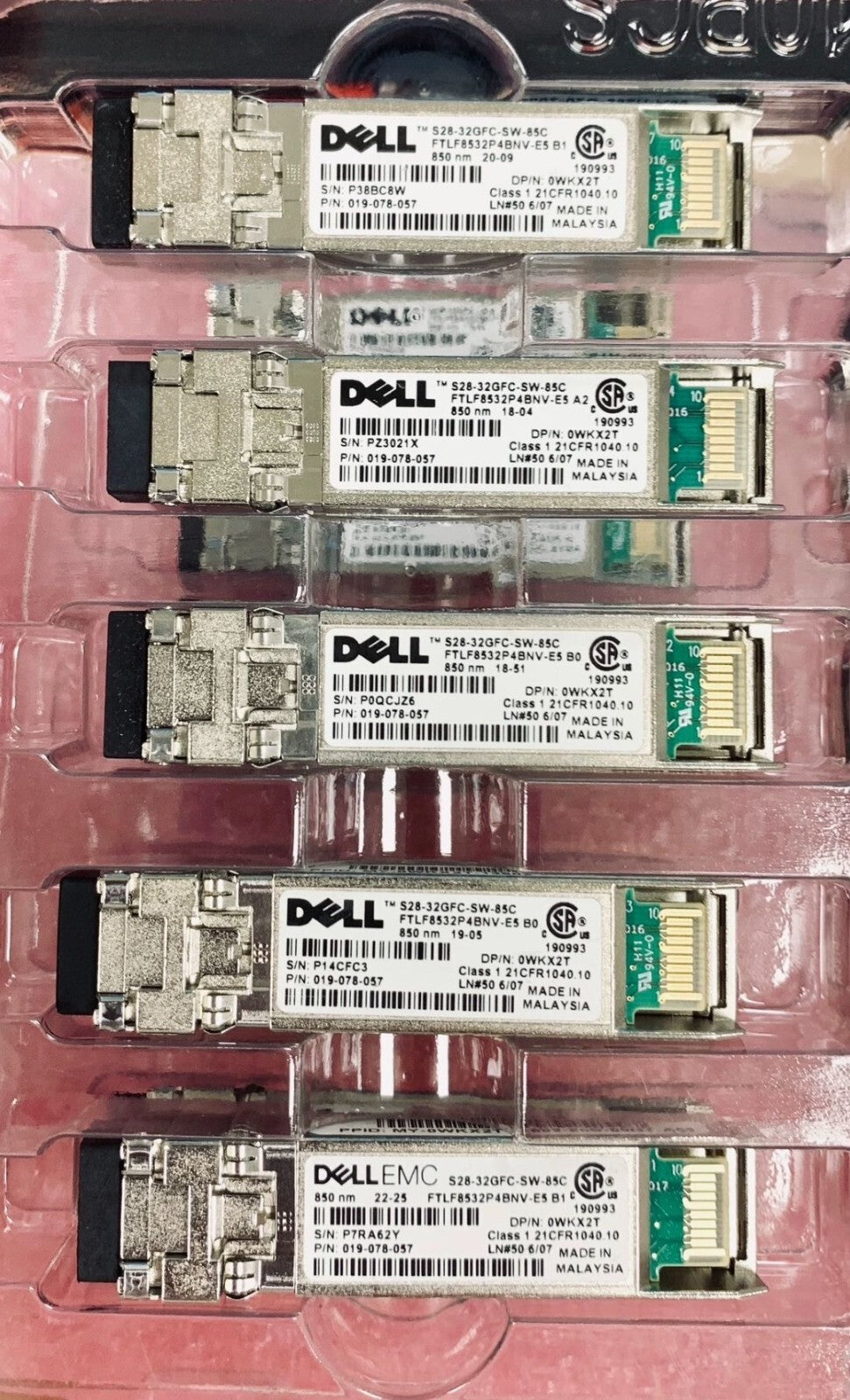 1pcs Dell EMC S28-32GFC-SW-85C FTLF8532P4BNV-E5 32G WKX2T SFP+ Transceiver