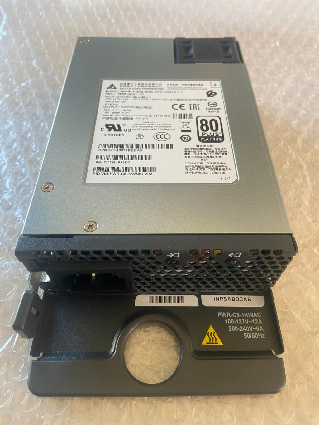 1x Gebrauchtes Cisco PWR-C5-1KWAC Netzteil Original für 9200 Switches | Fedex P1