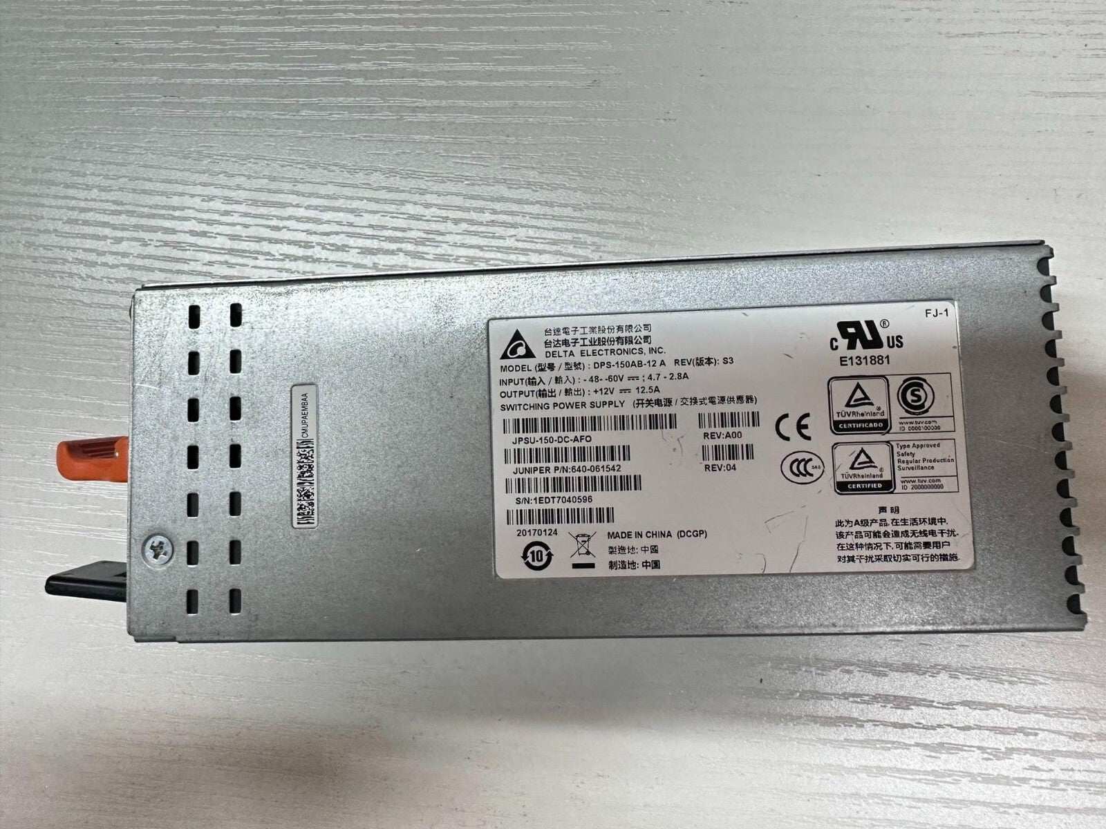 Fuente de alimentación de CC Juniper JPSU-150-DC-AFO 640-061542 para EX4100 EX4300 probada