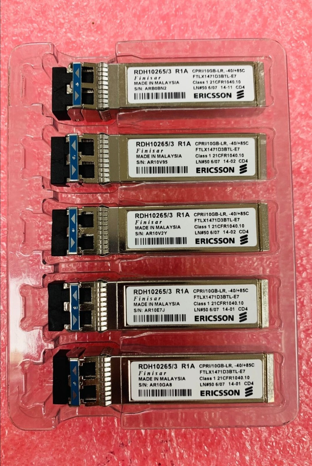 5pcs ERICSSON RDH10265/3 SFP+ 10G-LR 1310nm 10km SFP+ 10GBASE FTLX1471D3BTL-E7