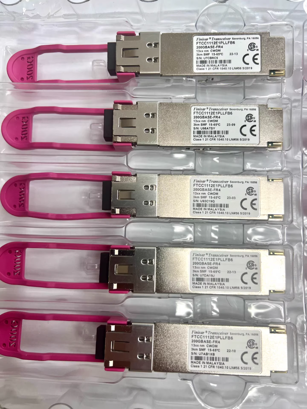 5pcs FINISAR FTCC1112E1PLLFB6 200GBASE-FR4 CWDM 3km SMF 200G Transceiver Module