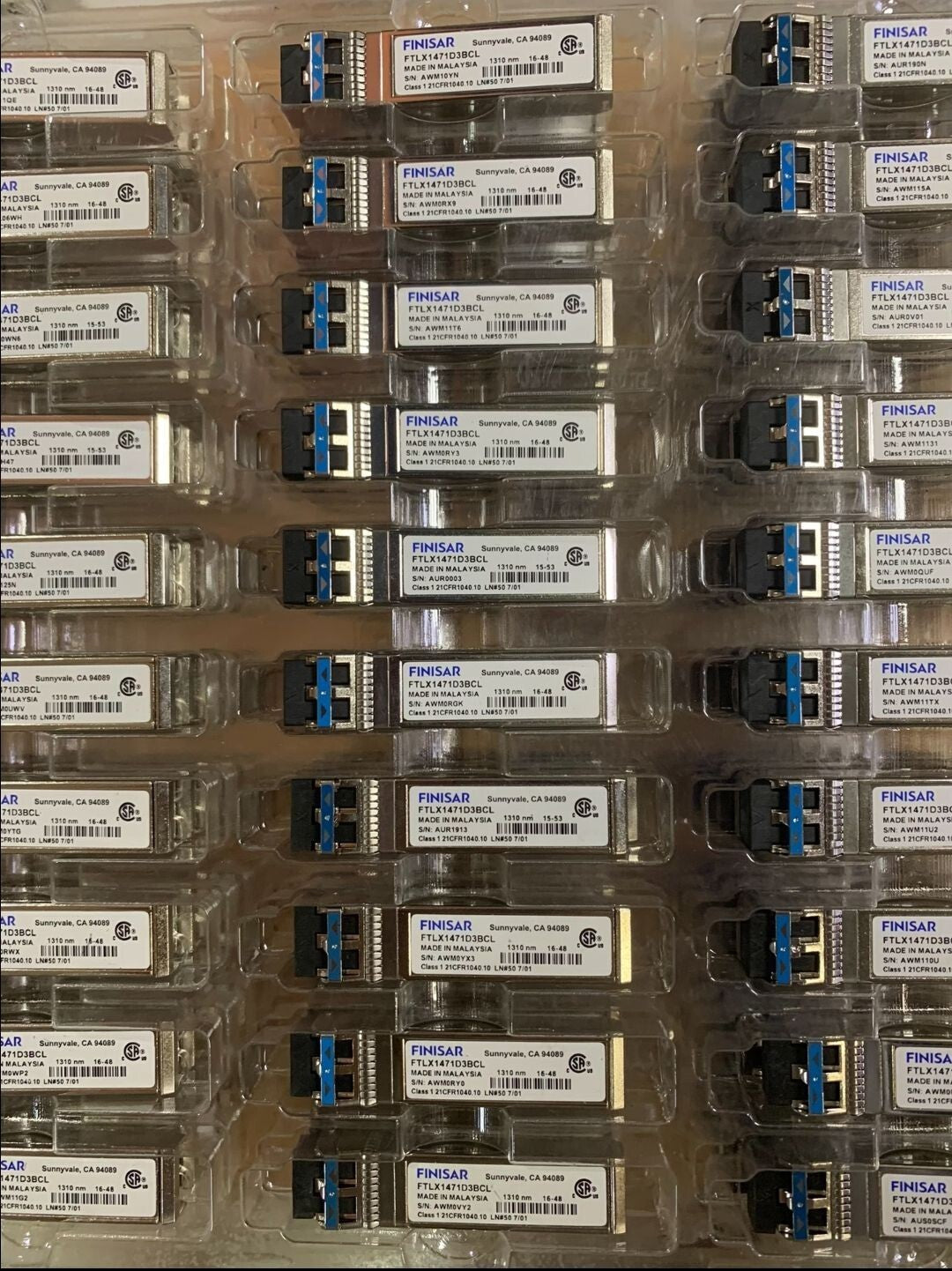 Lot of 5 Finisar FTLX1471D3BCL 10GBase LR 10km SFP+ 1310nm SMF Duplex LC Module