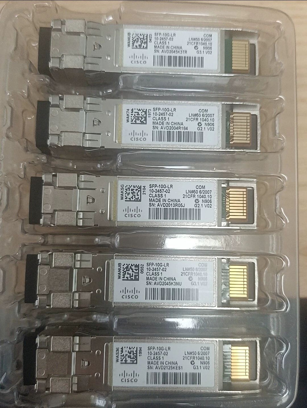 1 unidad Transceptor Cisco SFP-10G-LR 10-2457-02 10GBase-LR SFP+ 10Gbps 1310nm LR