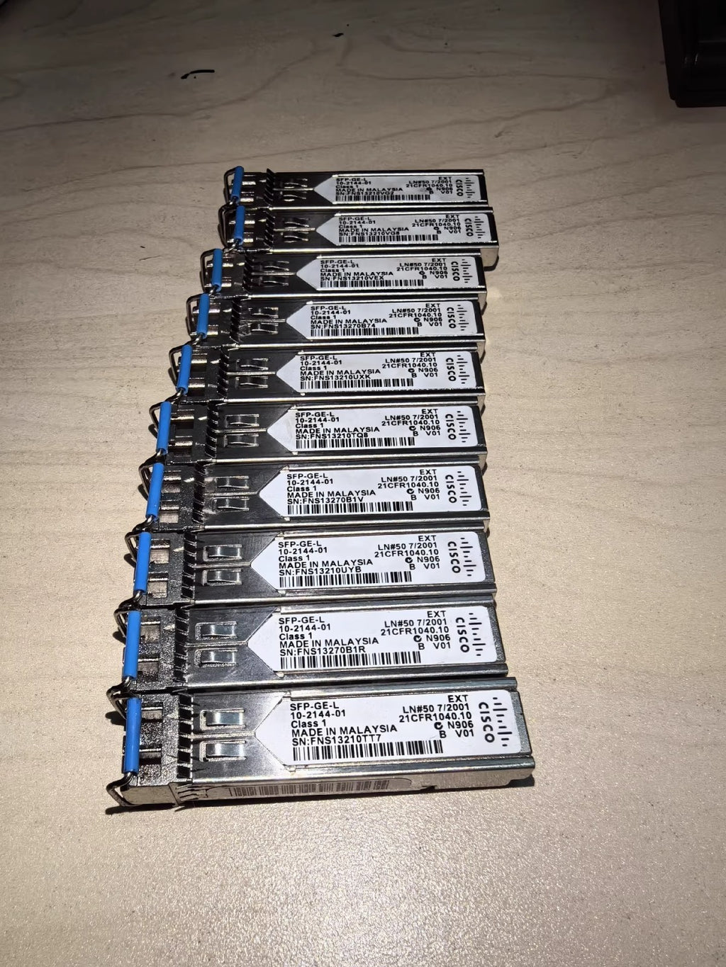 10 unidades de Cisco SFP-GE-L Gigabit 1GE 1000Base-LX 1310nm SFP 10km 10-2144-01 originales