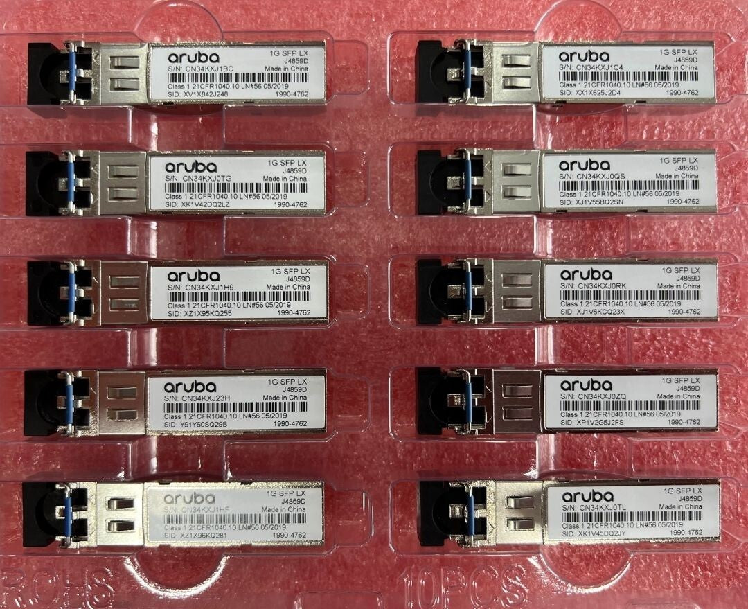 2pcs Genuine HP Aruba J4859D 1000BASE-LX 1G SFP Transceiver Module