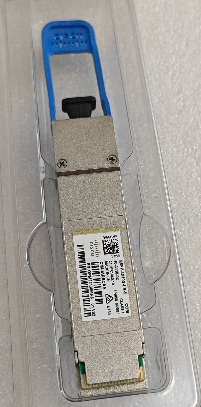 1 unidad Cisco 10-3118-02 QSFP-4X10G-LR-S 4x10GBASE-LR 1310nm 10km SMF Módulo QSFP