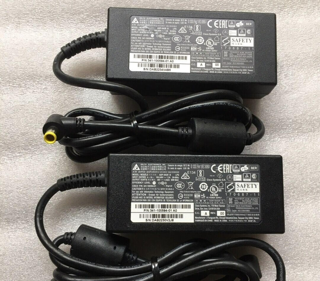 2 ADAPTADORES DE CA ORIGINALES Cisco ADP-50GR B 341-100594-01 CP-PWR-CUBE-4 TELÉFONO 48 V