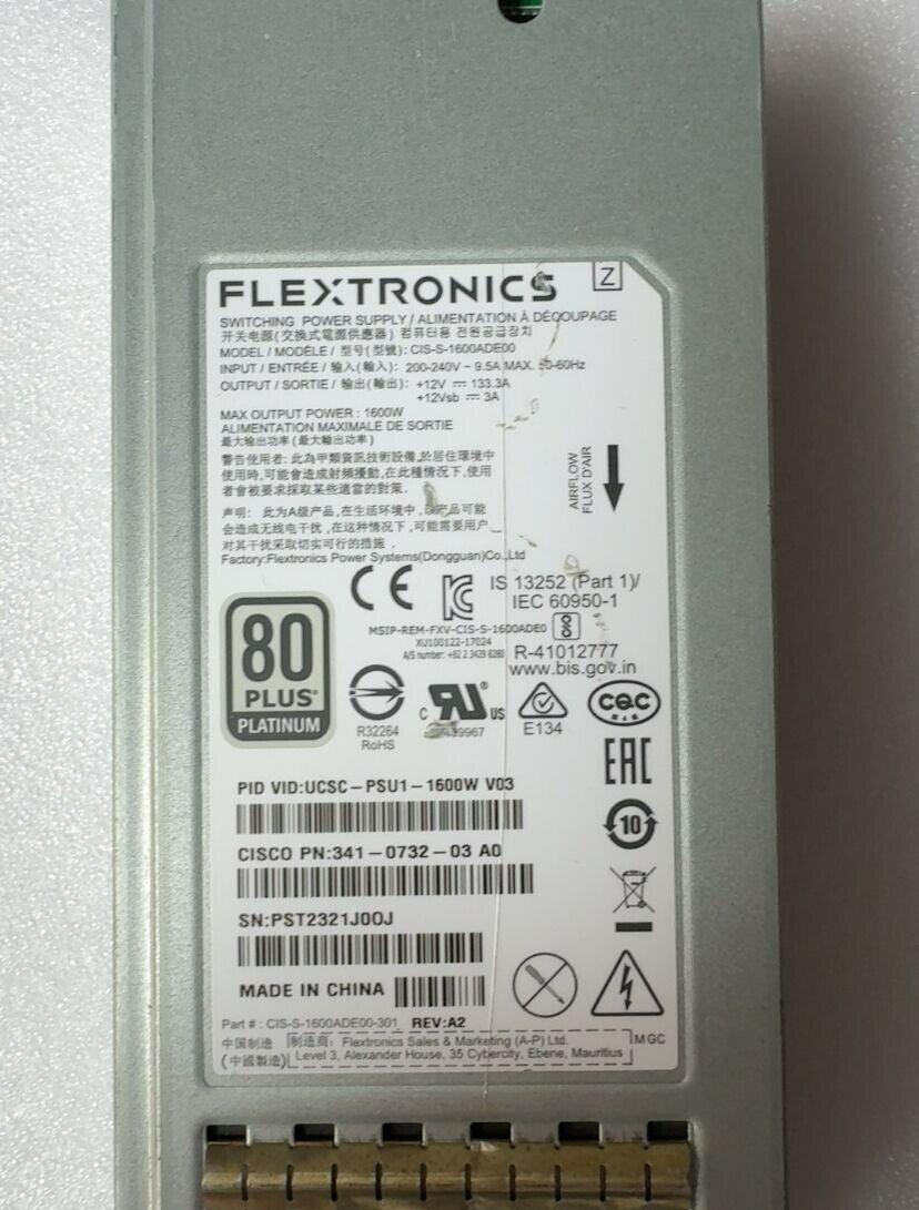 Fuente de alimentación de CA Cisco UCSC-PSU1-1600W UCS de 1600 W para servidor en rack