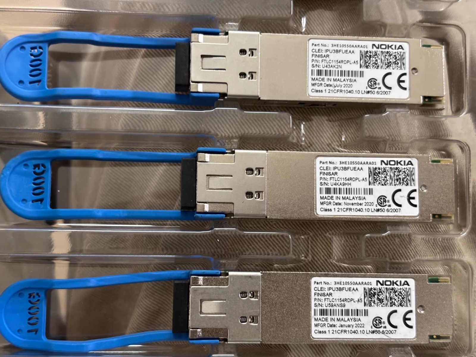 1pcs NOKIA 3HE10550AARA01 100GBase-LR4 QSFP28 Single Rate Transceiver Module