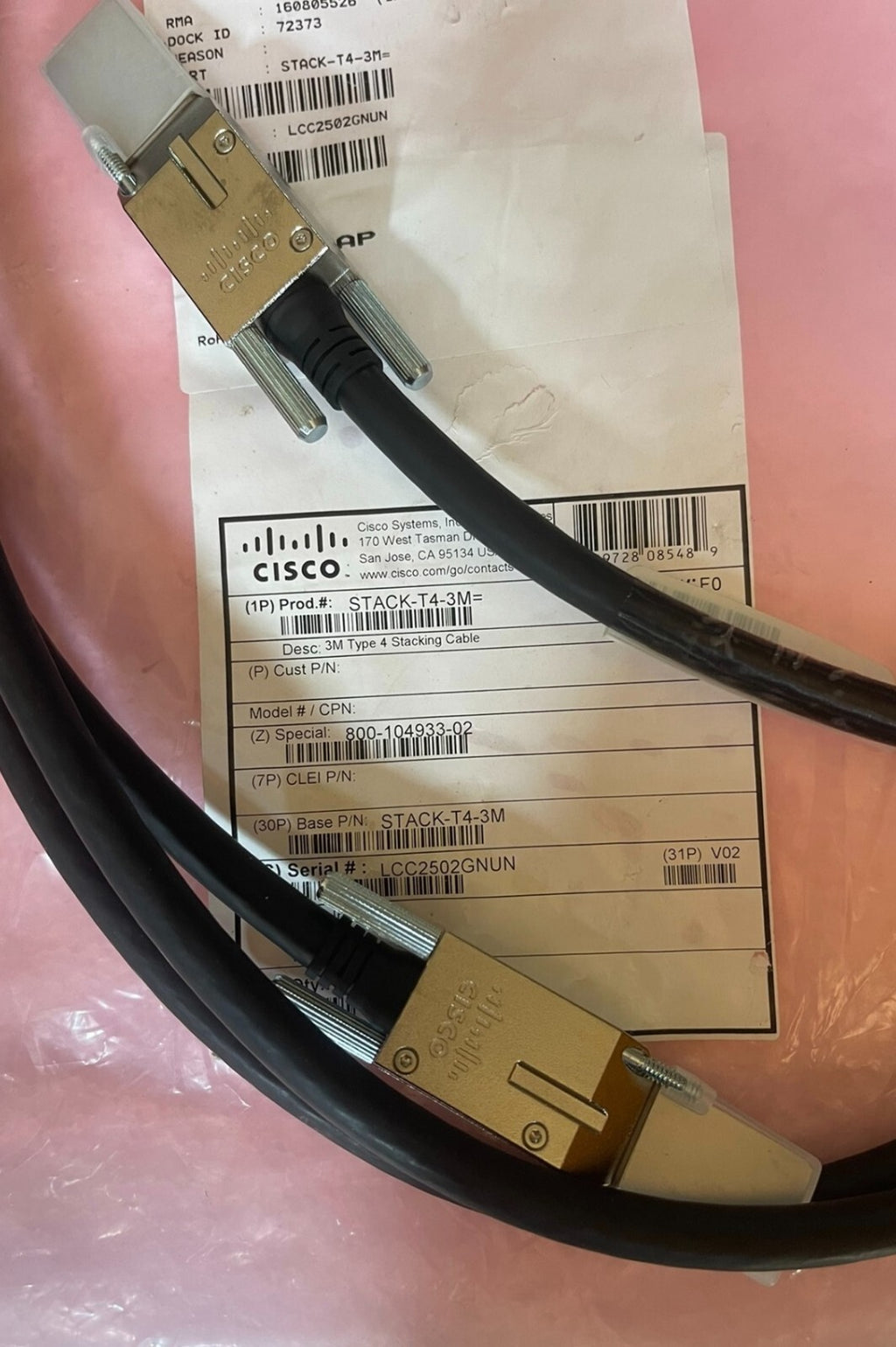 1 pc New Cisco STACK-T4-3M Stacking Cable for catalyst 9200L | Fedex P1